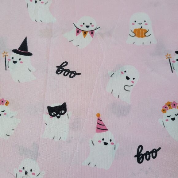 Halloween Pink White Cute Ghosts Boos & Bones TWIN 4pc Sheets Set Girls Bedding - Picture 11 of 11